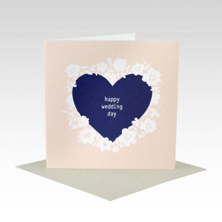 Card Blue Heart Wedding Day