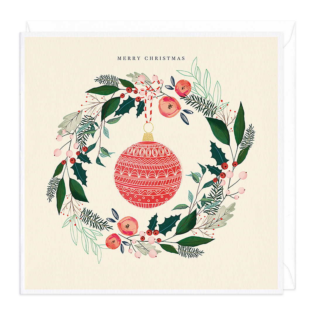 Card Bauble In A Wreath