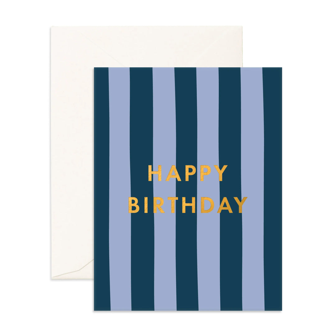 Card Birthday Navy Stripe