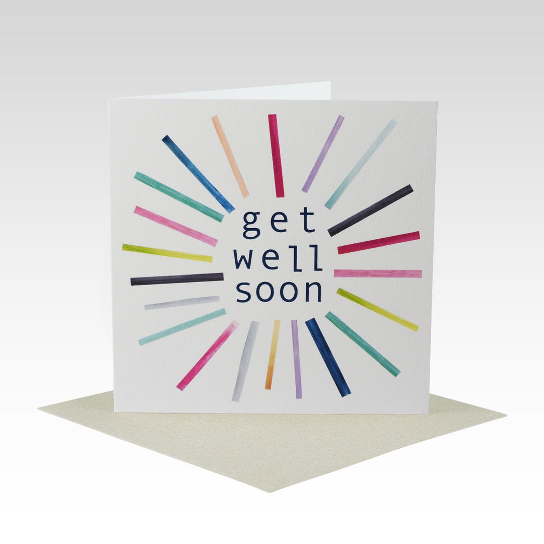 Card Coloured Stripes Get Well Soon