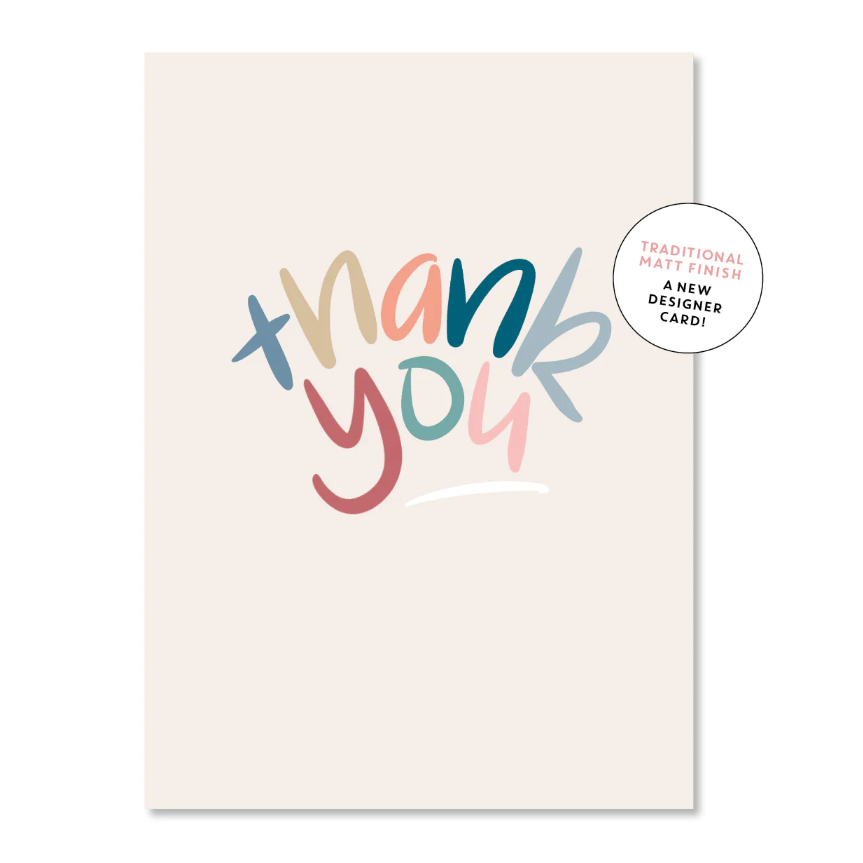 Card Thank You Coloured Letters