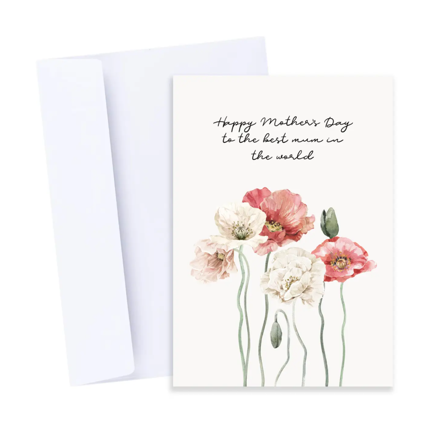 Card Happy Mother's Day Poppies Script