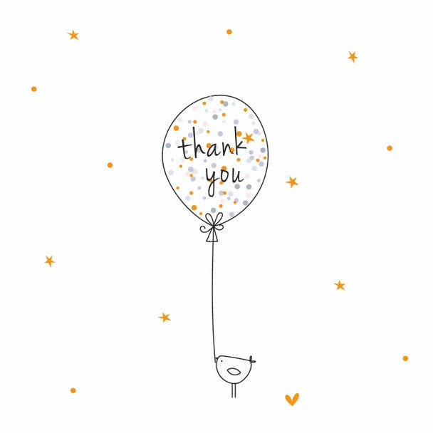 Card Bird With Balloon Thank You