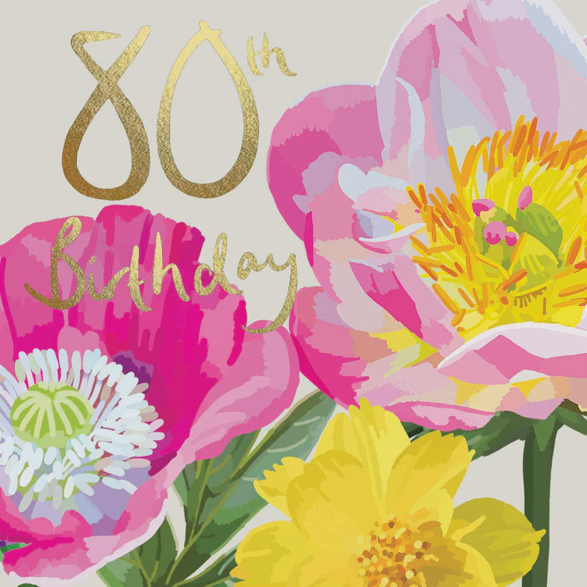 Card 80th Pink Summer Florals