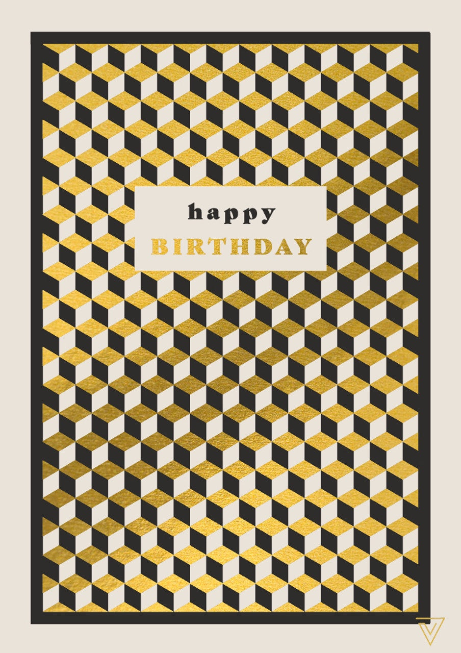 Card Vertigo Birthday Cube Geo