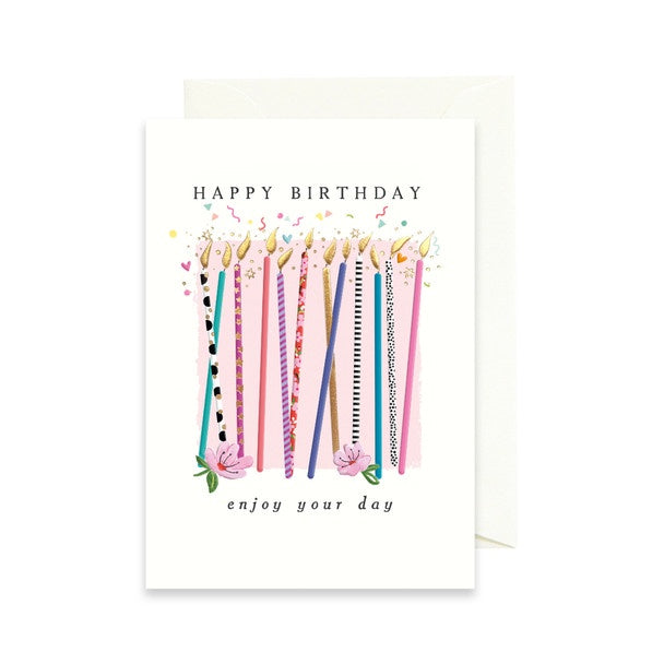 Card Happy Birthday Candles Enjoy Your Day