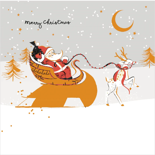 Card Santa's Moonlit Ride Copper Finish