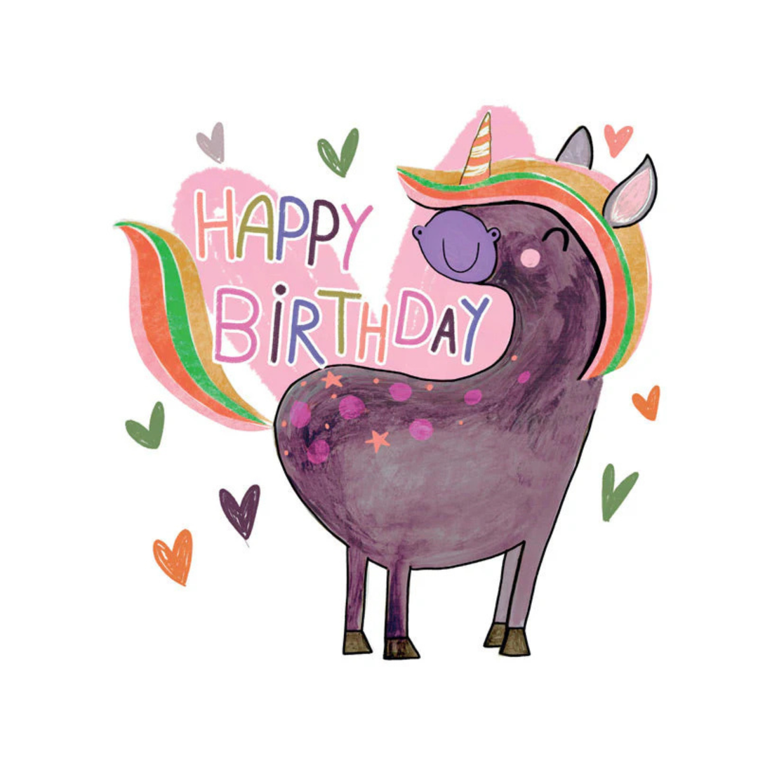 Card Happy Birthday Beaming Unicorn