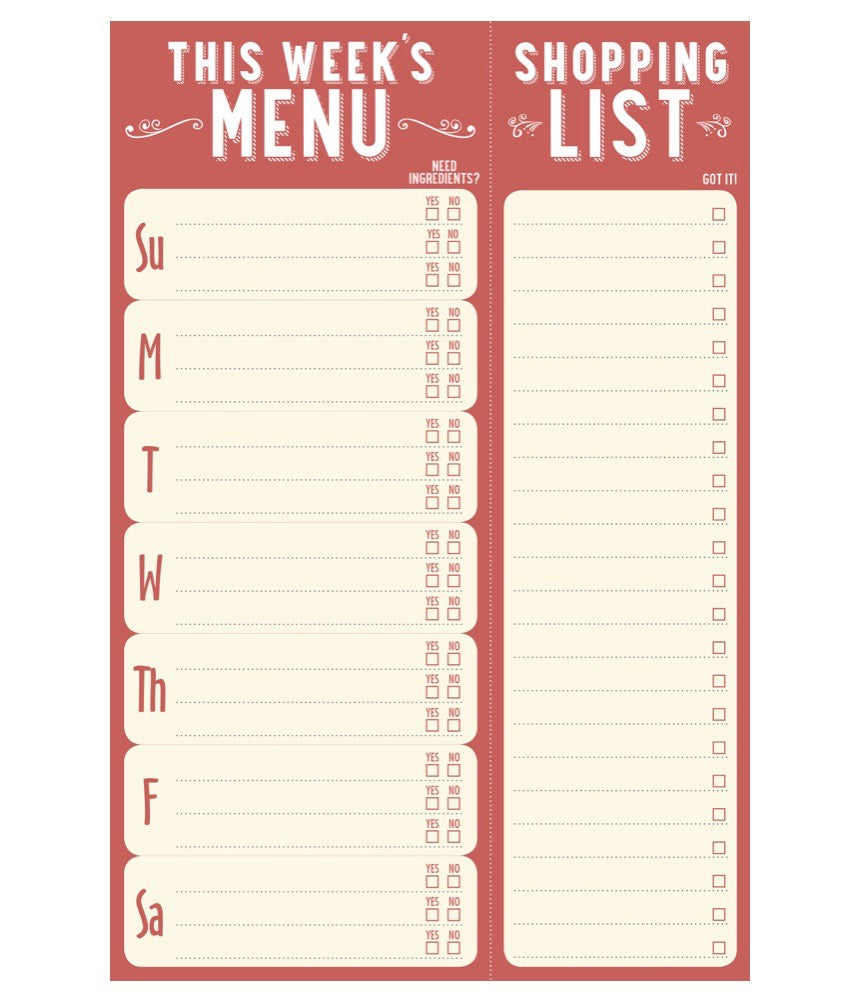 Notepad This Week's Menu