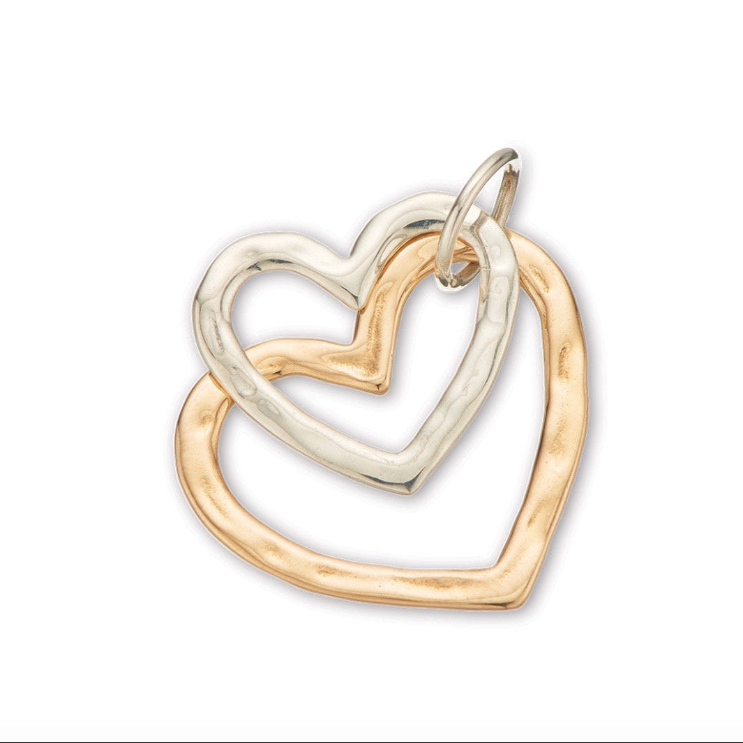 Charm 2 Open Hearts Bronze/Silver