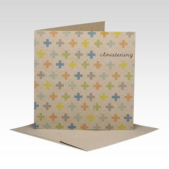 Card Christening Coloured Crosses