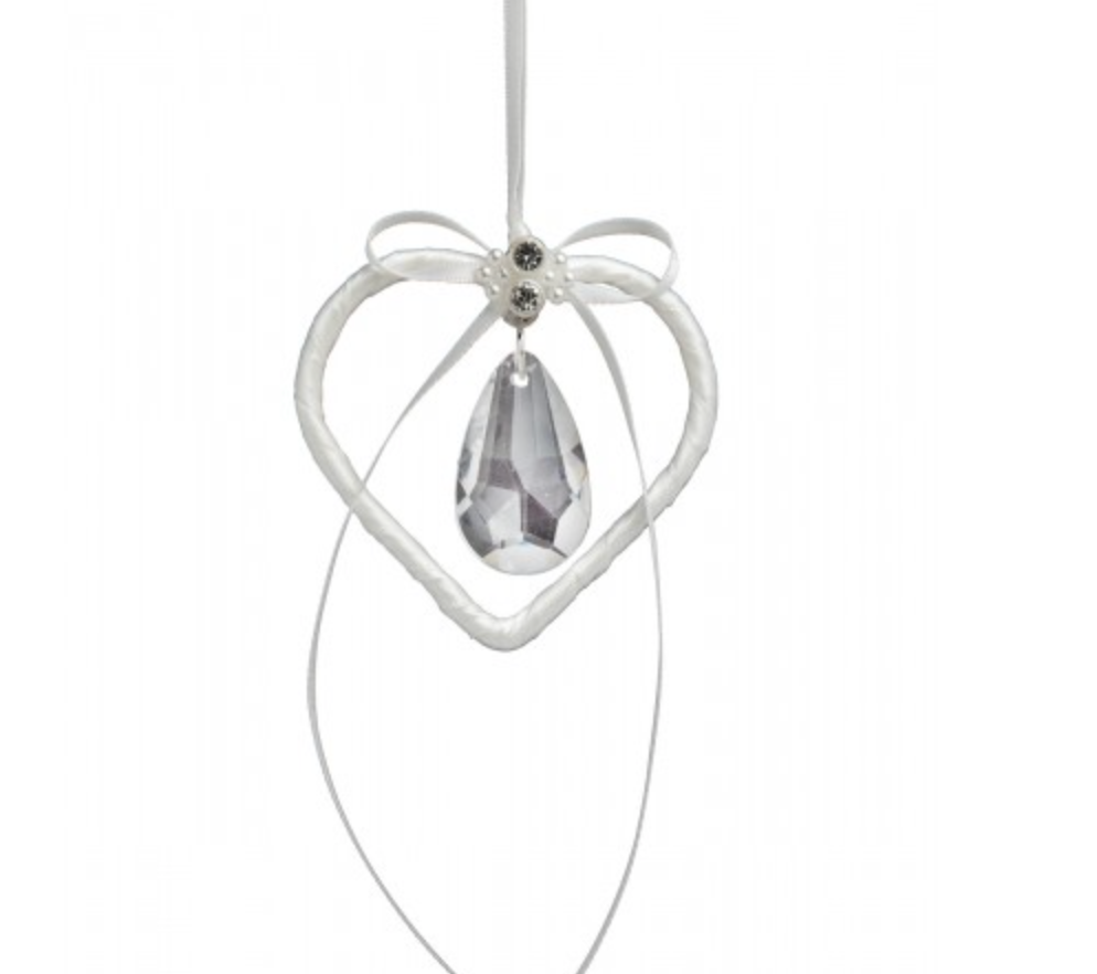 Wedding Charm Heart w Large Drop Crystal