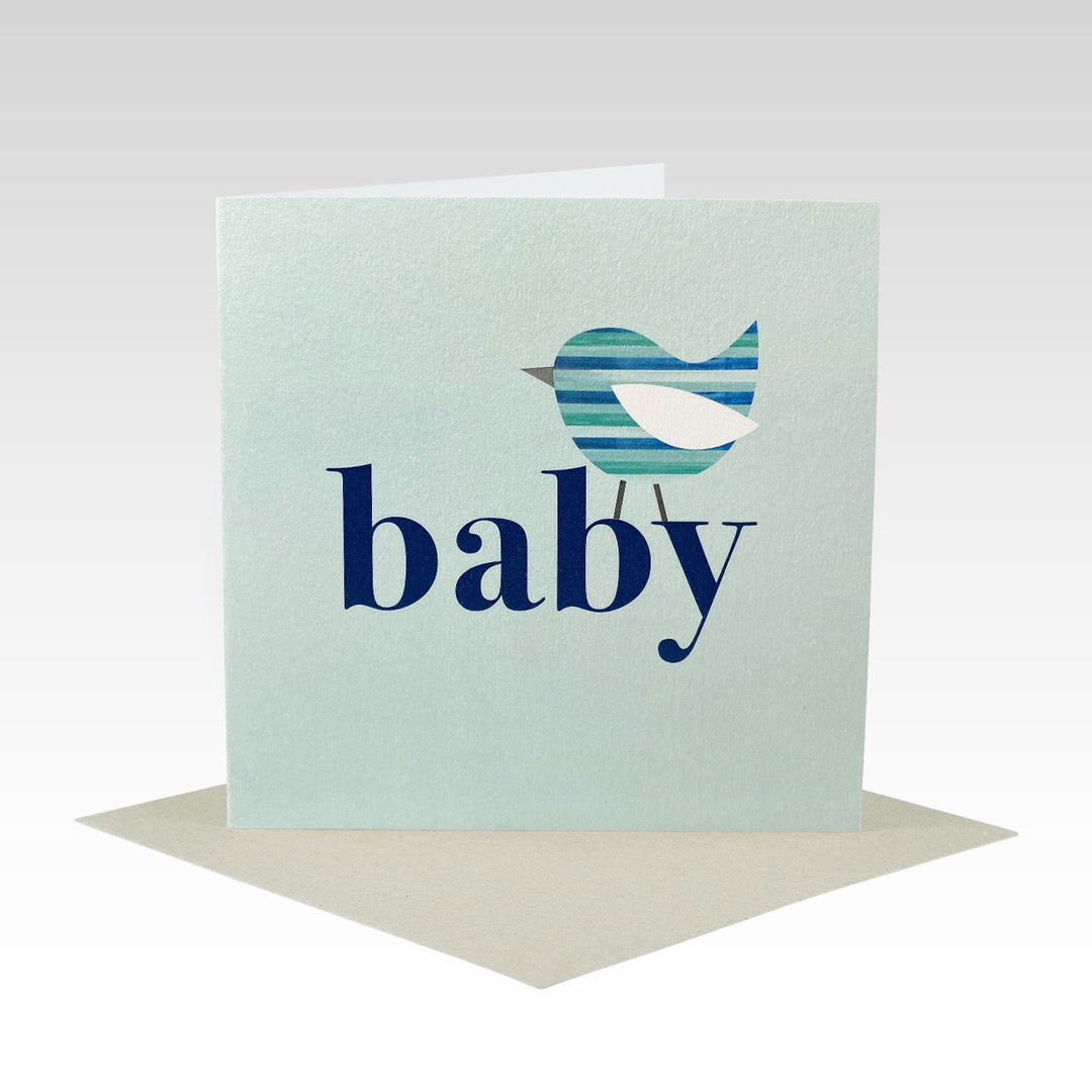 Card Baby Stripe Bird Blue