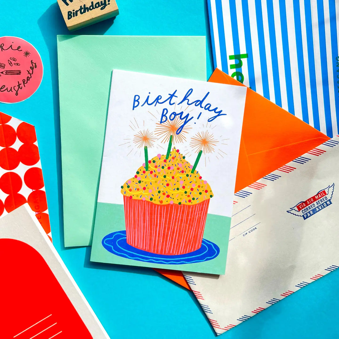 Card Birthday Boy Cupcake