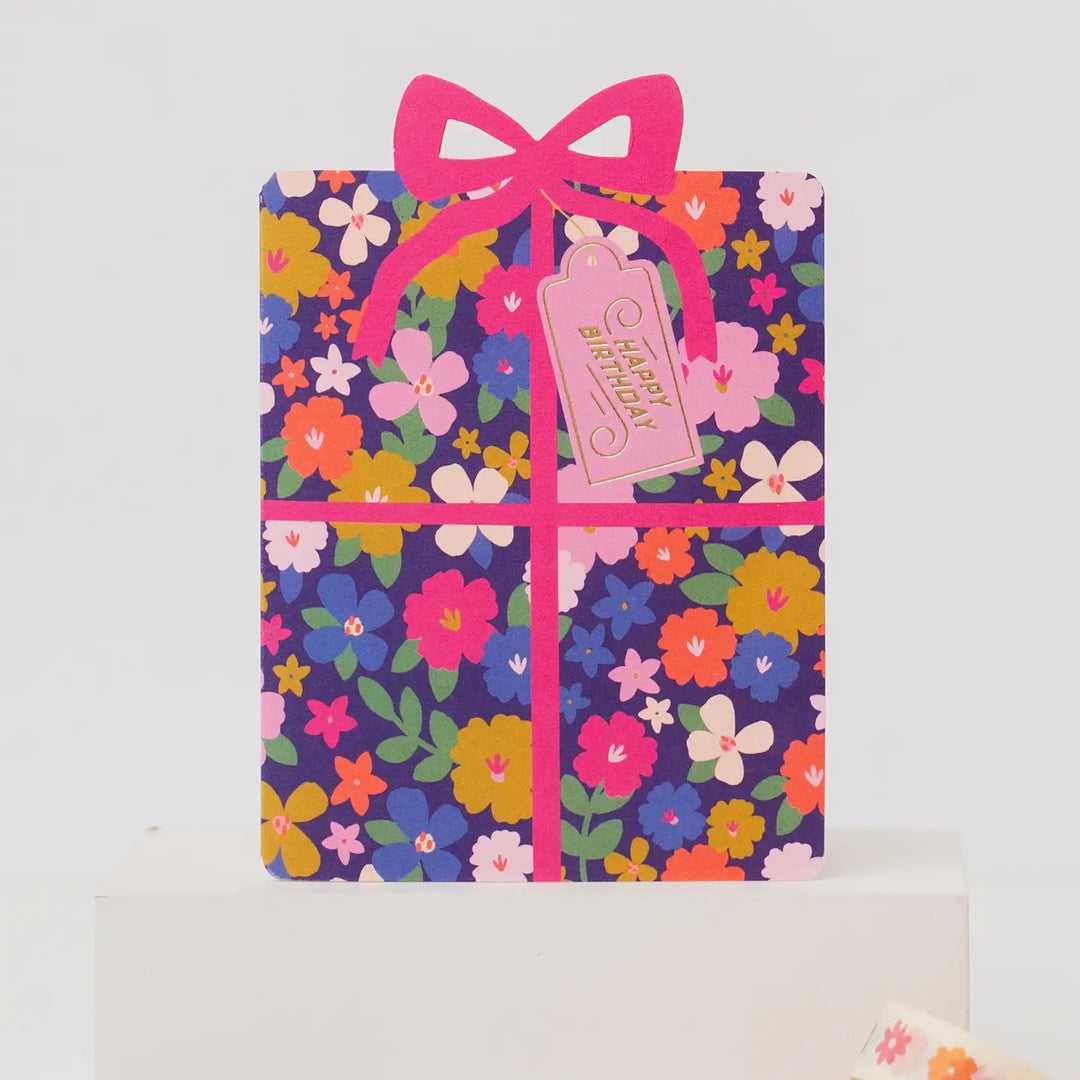 Card Bloom & Bow Gift Shaped Birthday
