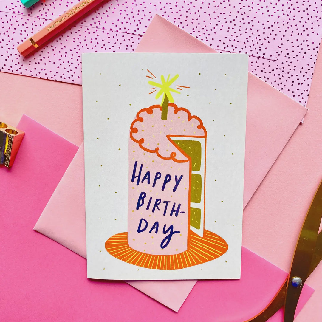 Card Happy Birthday Pink Cake