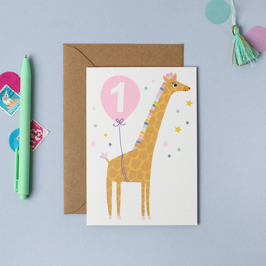 Card Giraffe Baby Age 1