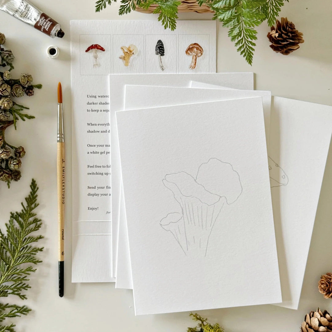 Mushroom Paintable Watercolour Notecard Set