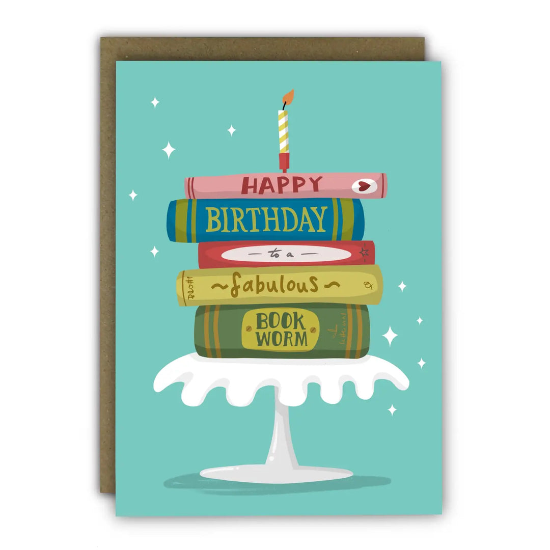 Card Birthday Fabulous Book Worm