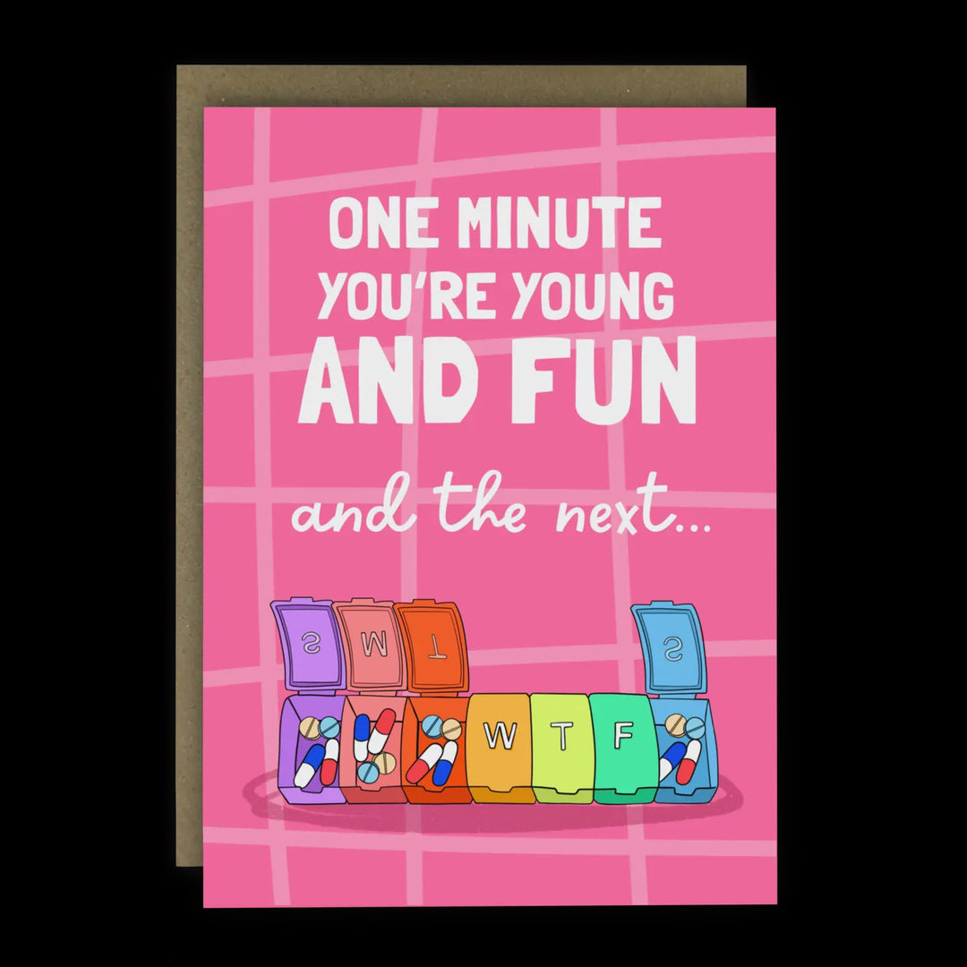 Card Birthday WTF Pill Organiser