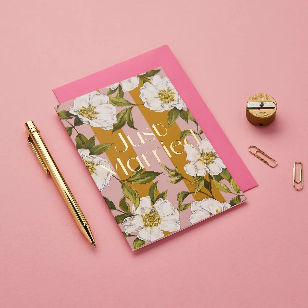 Card Just Married Floral Riot