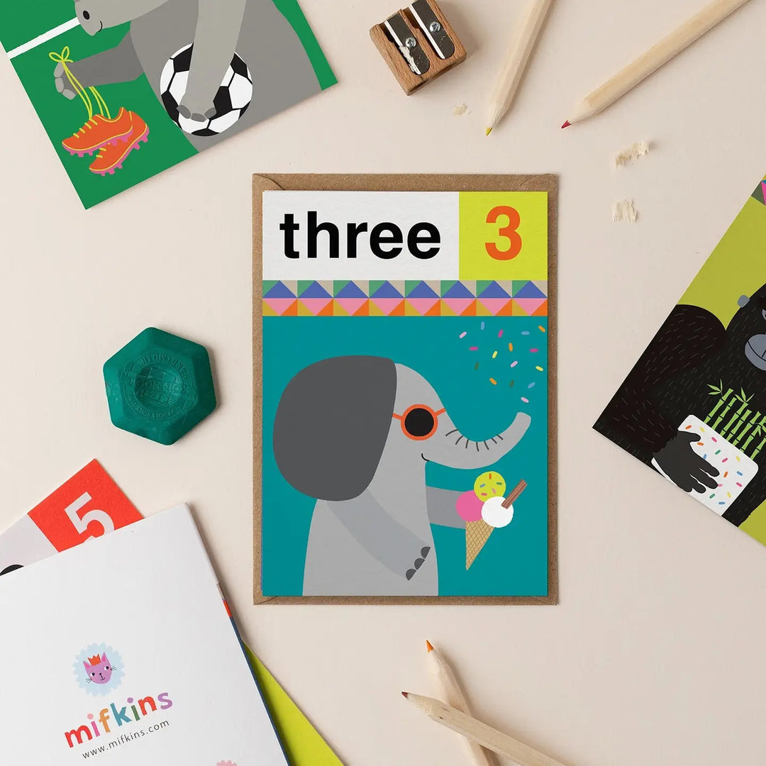 Card Elephant 3rd Birthday