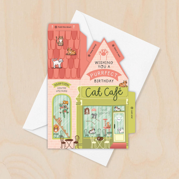 Card Cat Cafe Birthday (3D)