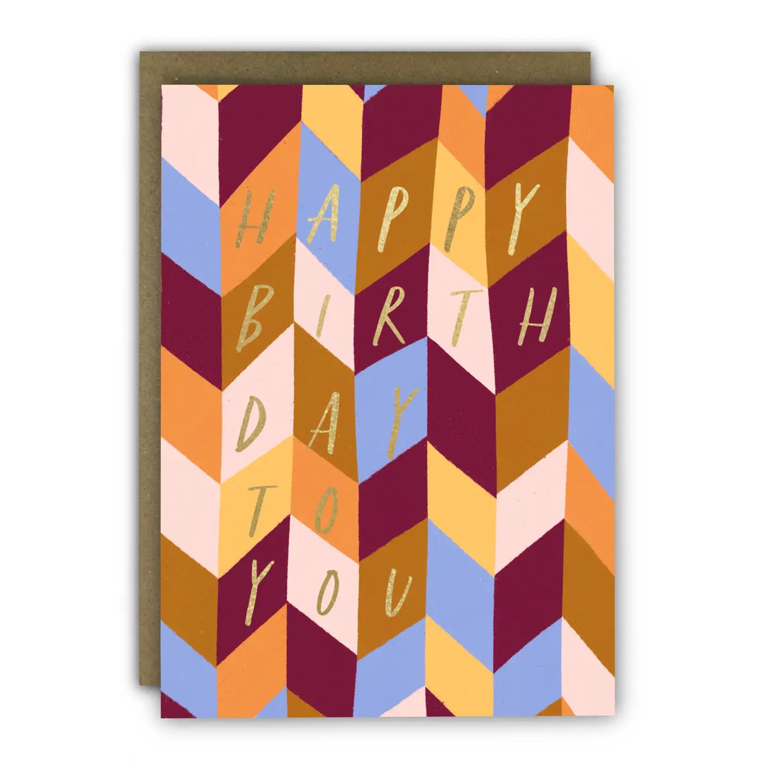 Card Birthday Maroon Chevron