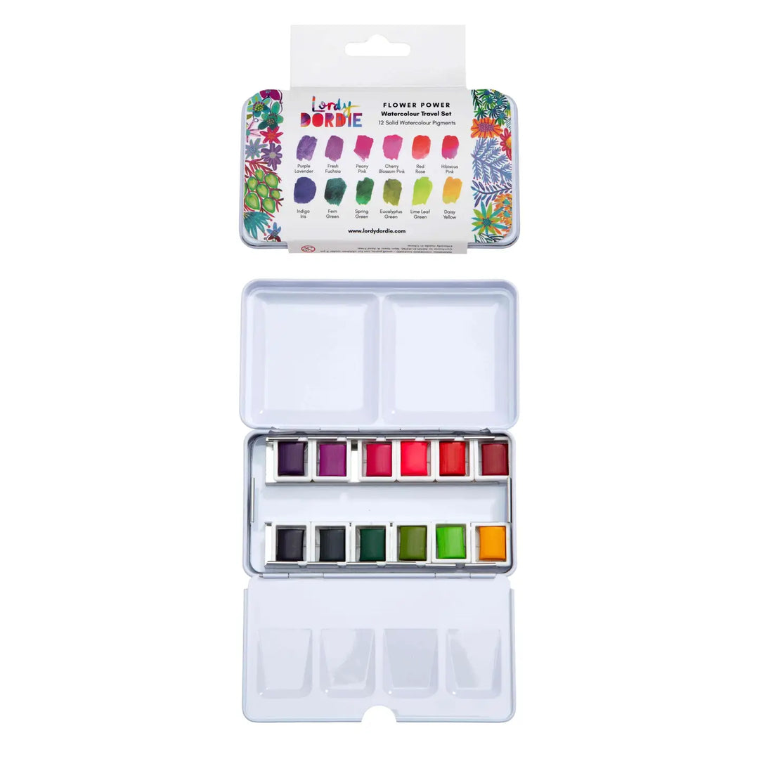Flower Power Watercolour Travel Paint Set