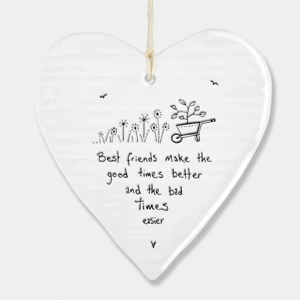 Porcelain Wobbly Hanging Heart