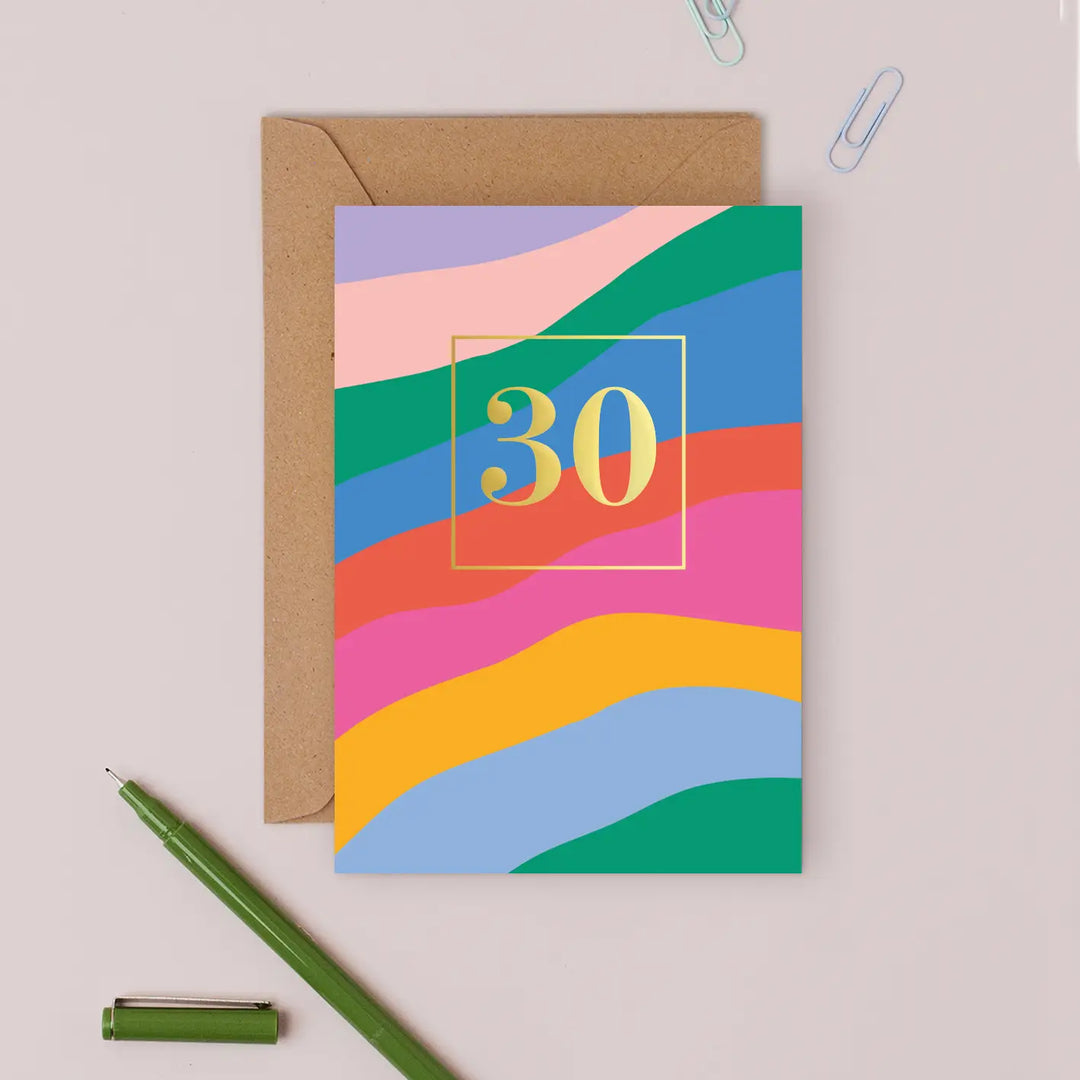 Card Vibrant Stripe 30th Birthday