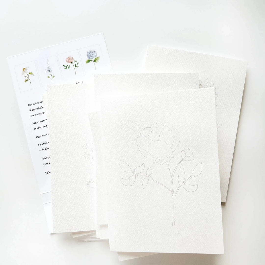 Garden Flowers Paintable Watercolour Notecard Set