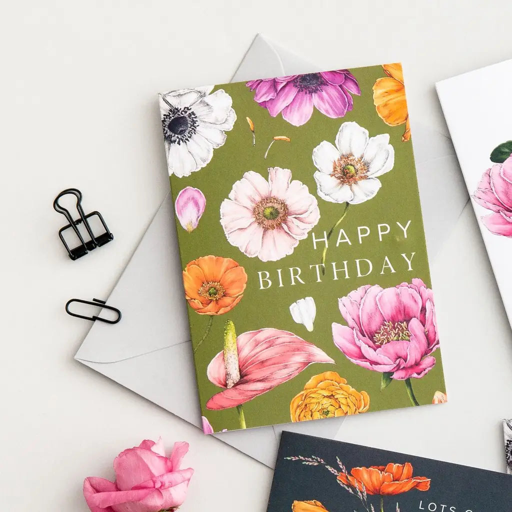 Card Happy Birthday Floral Brights