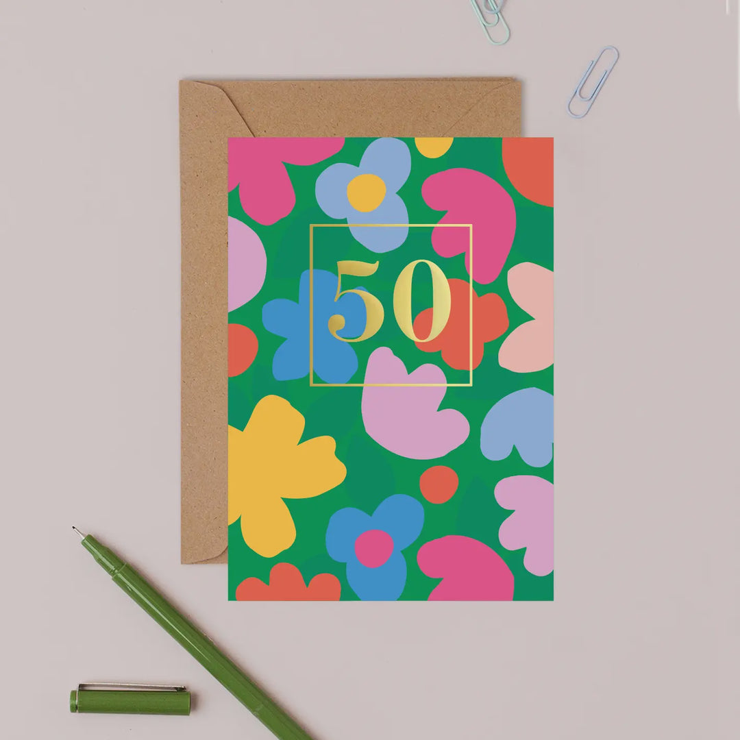Card Colourful 50th Birthday