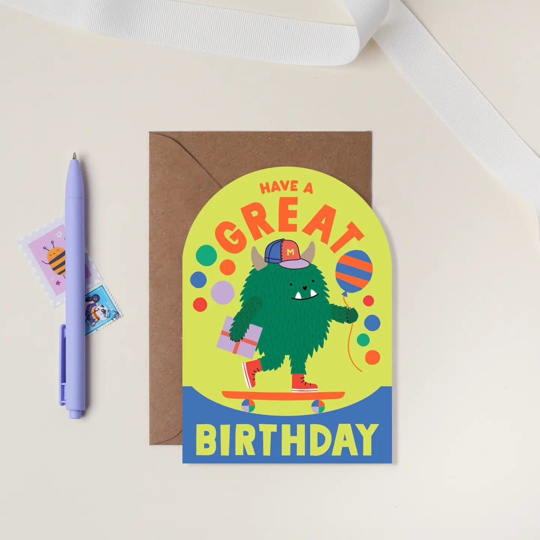 Card Skateboarding Monster Birthday
