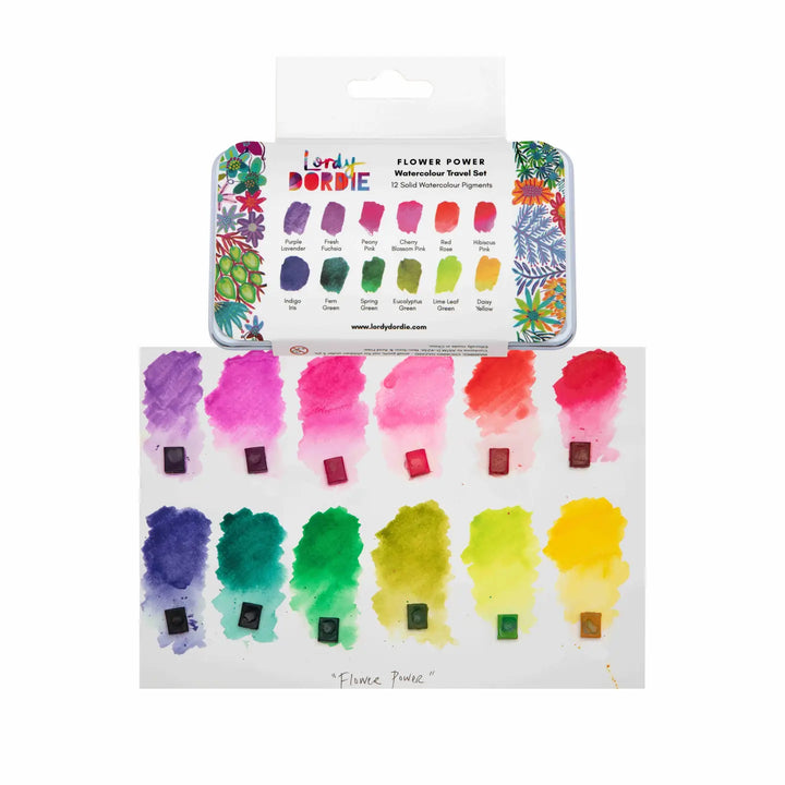 Flower Power Watercolour Travel Paint Set