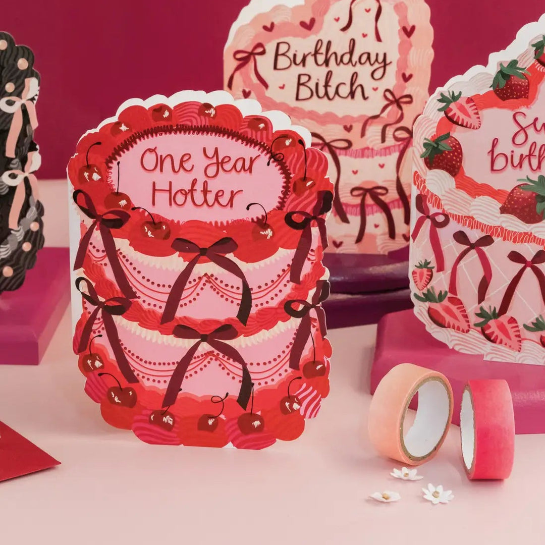 Card One Year Hotter (Cake Shaped)