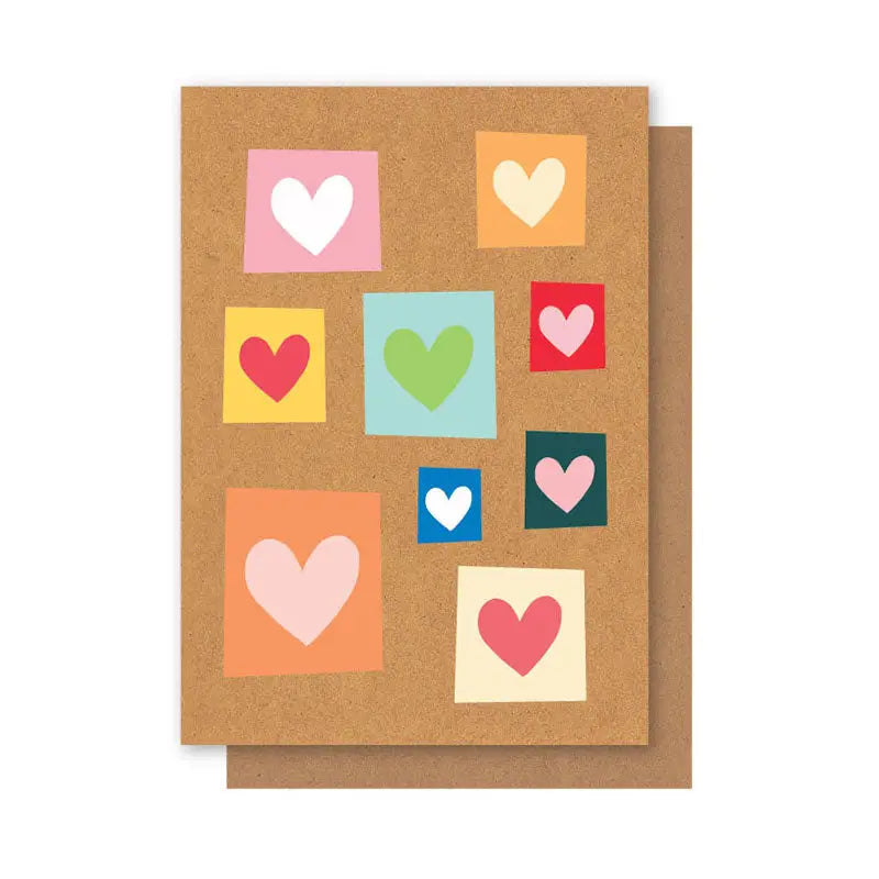 Card Scattered Hearts Love