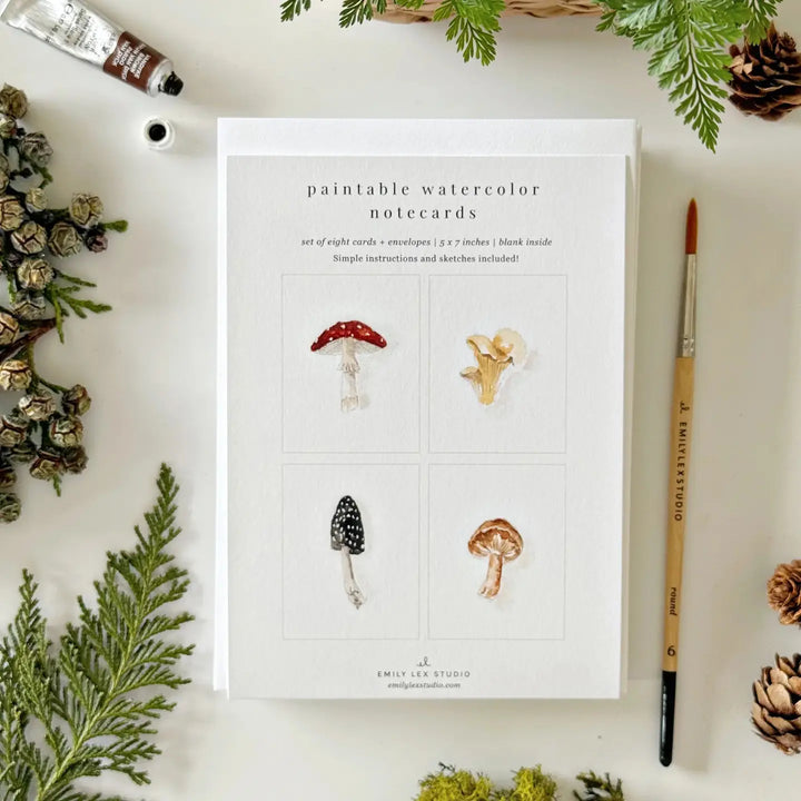 Mushroom Paintable Watercolour Notecard Set
