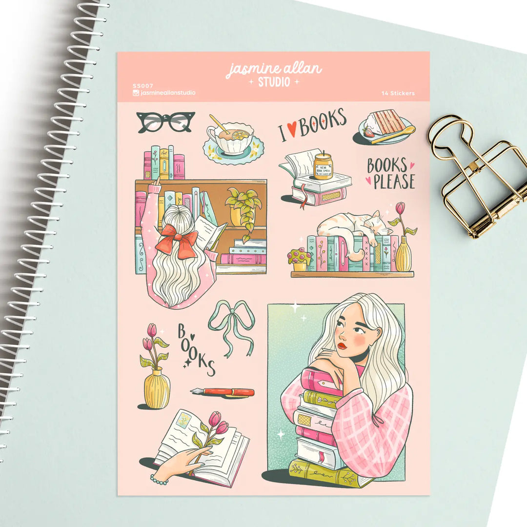 I Love Books Sticker Sheet
