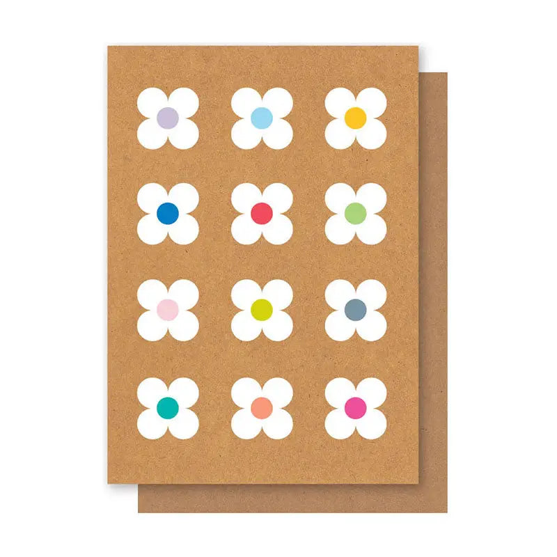 Card White Multi Flower