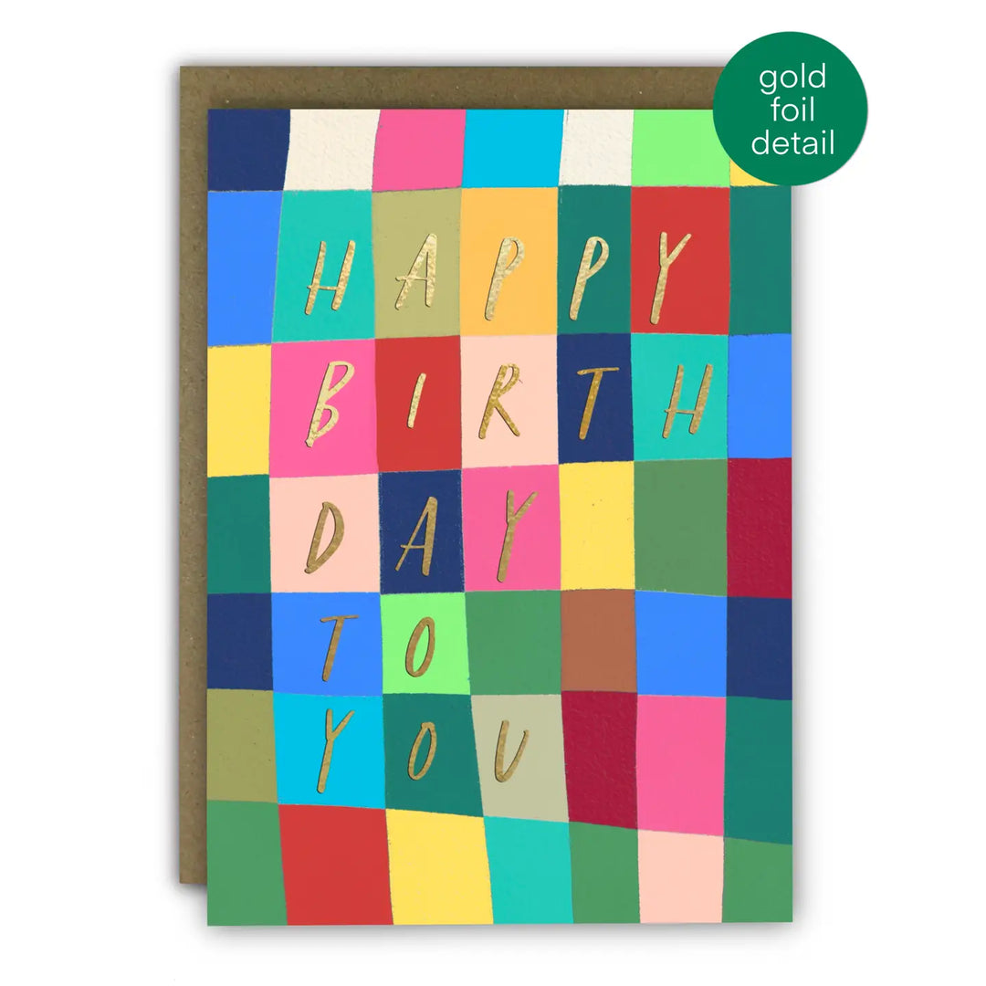 Card Birthday Rainbow Check