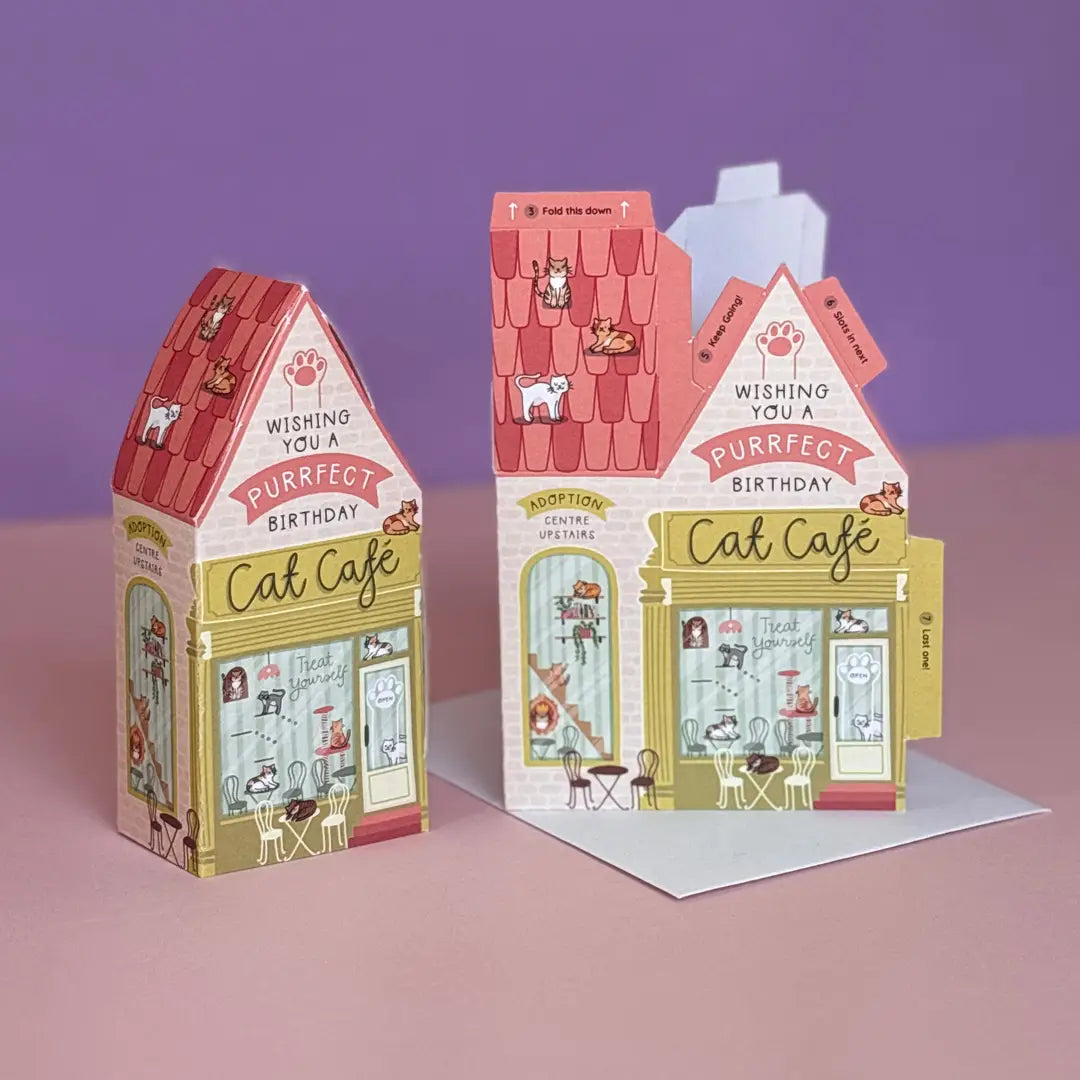Card Cat Cafe Birthday (3D)