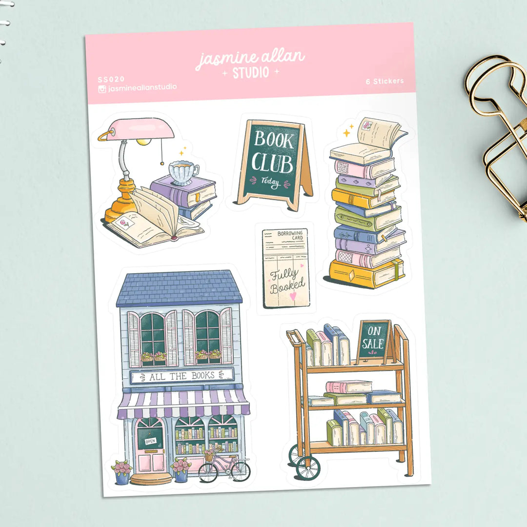 Cute Bookshop Sticker Sheet