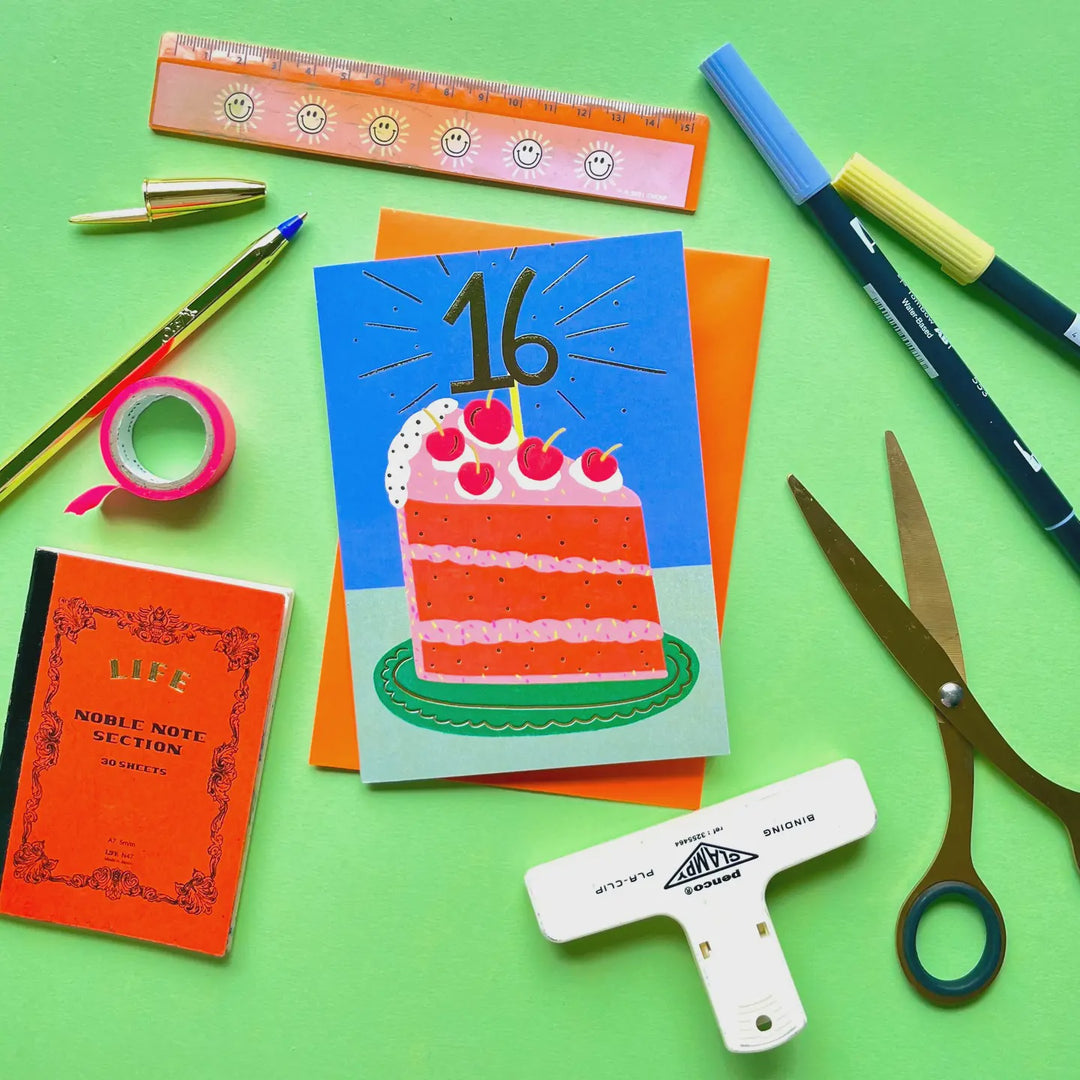 Card 16th Birthday Cake