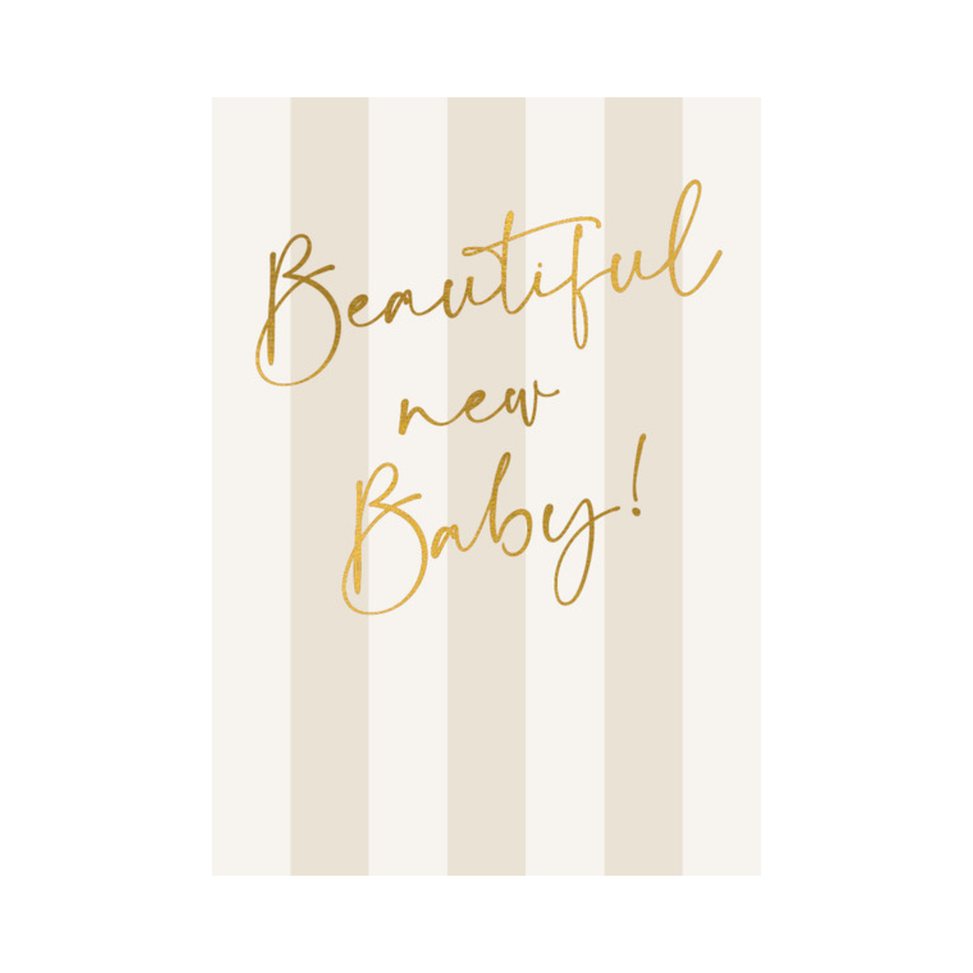 Card Baby Gold Text Stripe