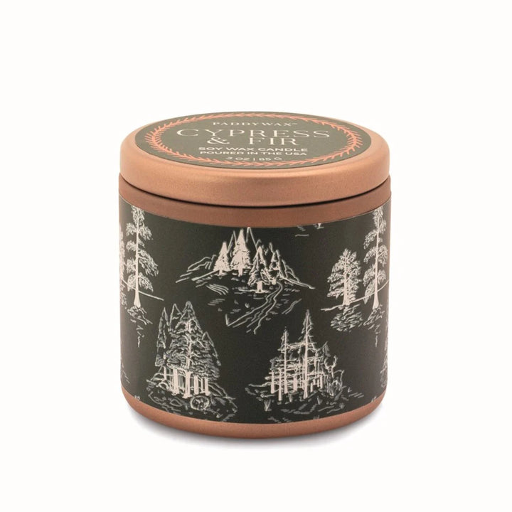 Holiday Cypress Fir Copper Tin Candle