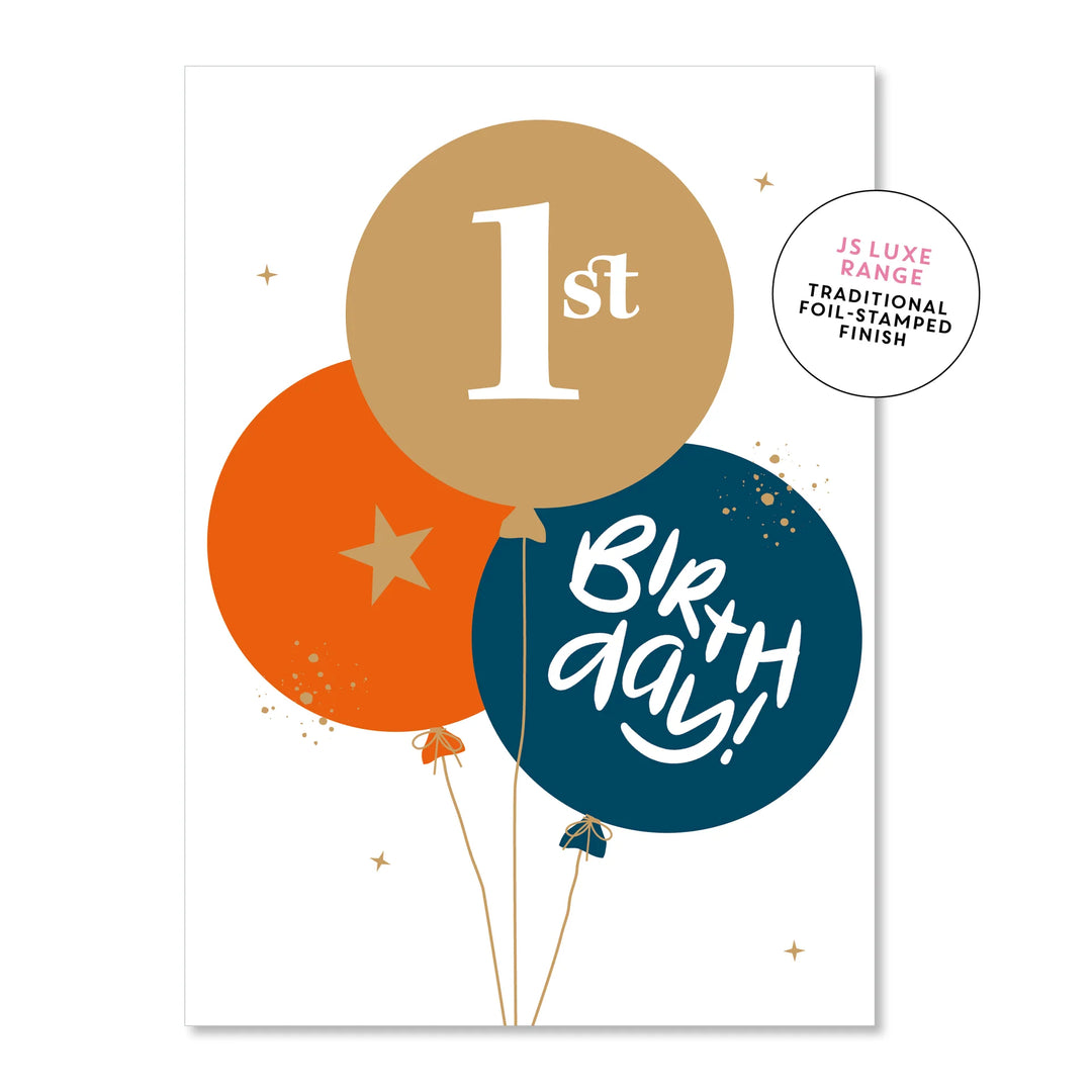 Card First Birthday Balloons
