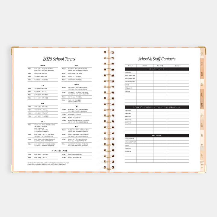2026 A4 Academic Vertical Planner