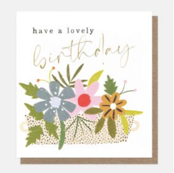 Card Bday Patterned Floral Planter